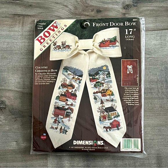 NWT Dimensions Bow Greetings Country Christmas Bow Counted Cross Stitch Kit - Picture 1 of 11